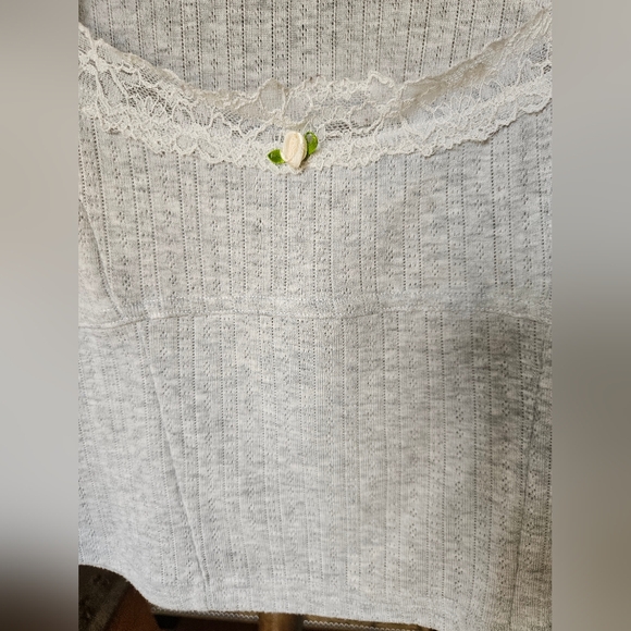 NWOT Free People Intimately long sleeve top with lace details in gray - Picture 11 of 15